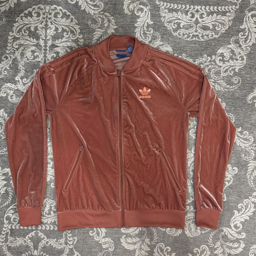 Adidas Women's Velvet Vibes Track Jacket Pink Size M Casual Sportswear